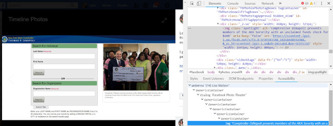 Screenshot: Using inspect source function to check alt text