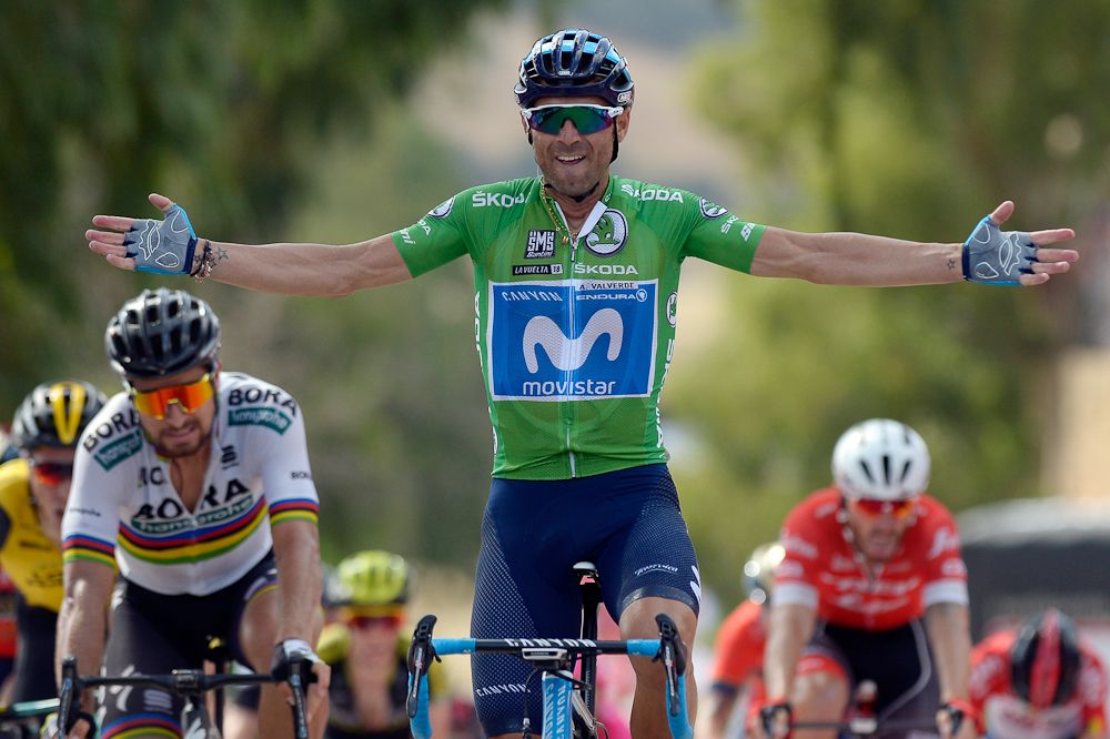 Alejandro Valverde wins stage 8 at the Vuelta a Espana ahead of Peter Sagan