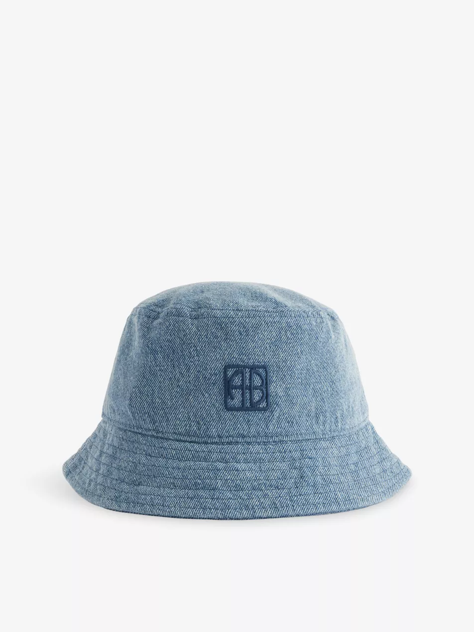 Nicks Monogram-Embroidery Denim Bucket Hat