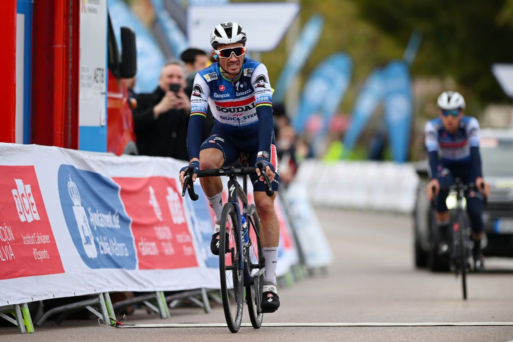 Julian Alaphilippe crosses the line at Challenge Mallorca