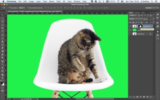Screenshot of a layer mask around a chair in Photoshop