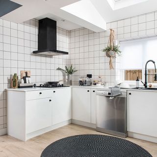 kitchen with tiled walls