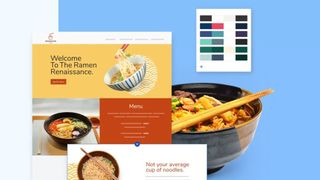 Elements of website promoting ramen website