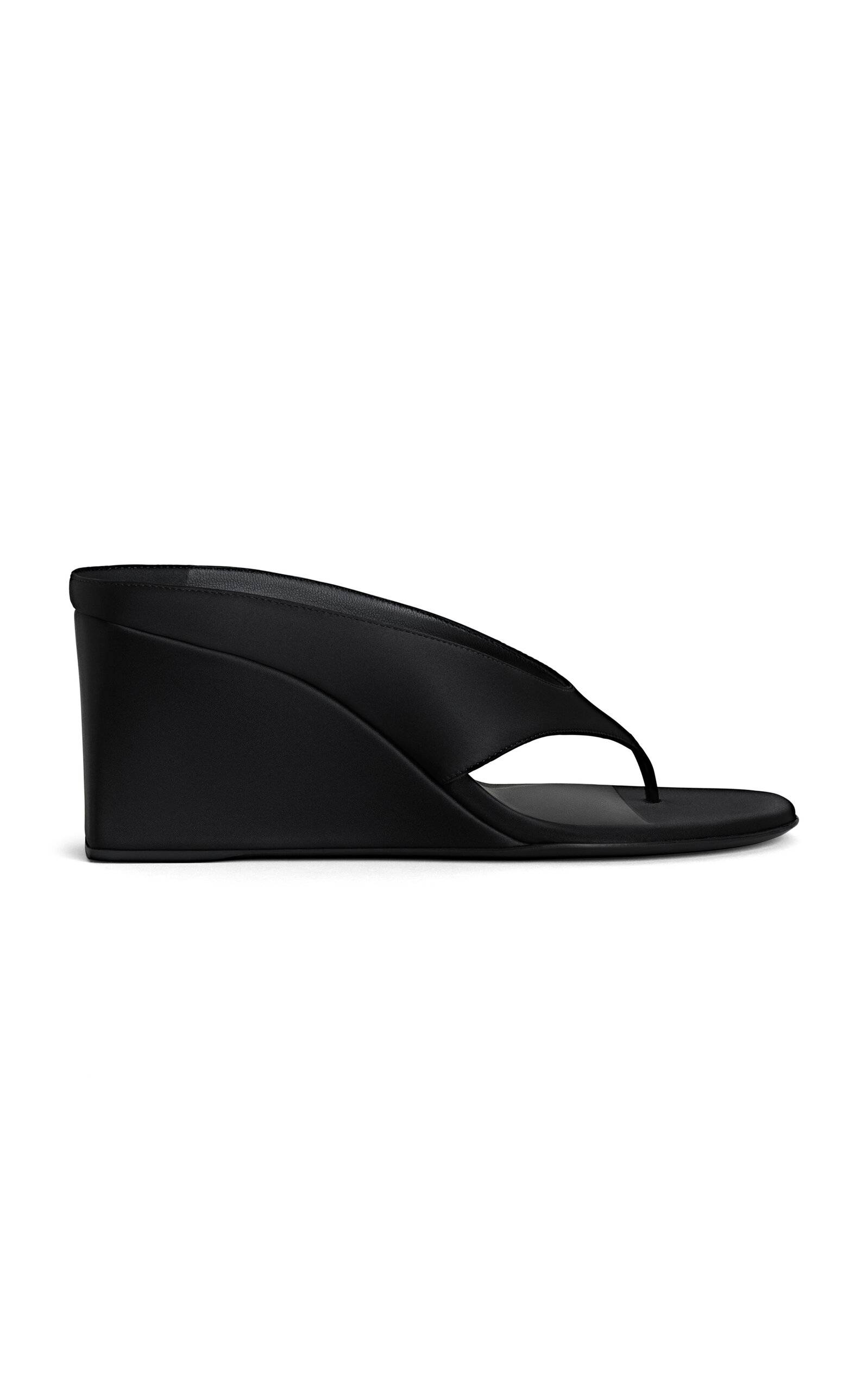Satin Wedge Thong Mules