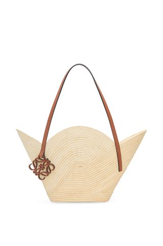 Petal Basket Bag in Raffia and Calfskin