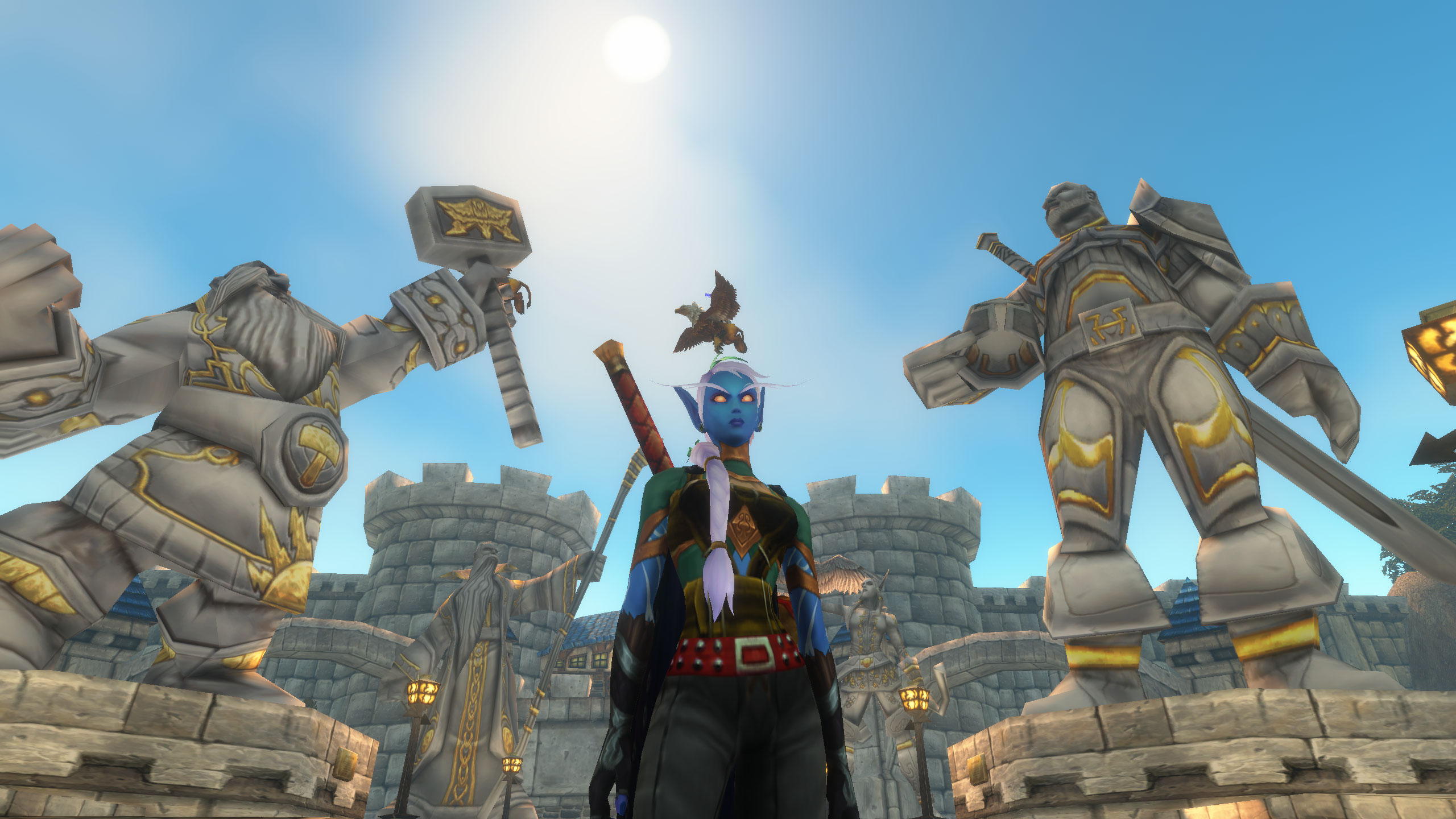 World of Warcraft Forever screenshot, showing a Skyborne Druid standing outside StormWind city