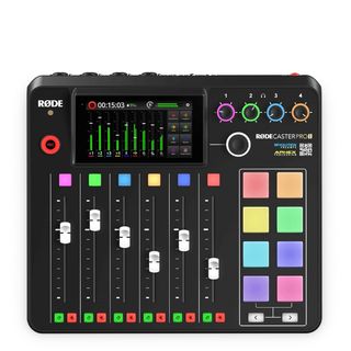 A Rode RodeCaster Pro II podcast mixer