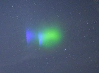 The KiNET-X experiment created green and violet clouds in the evening sky over parts of the U.S. East Coast.