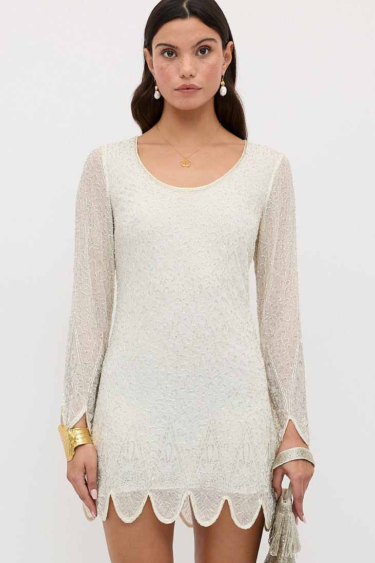 Dulce Embellished Mini Dress in Pink Florence Embellishment Pearl