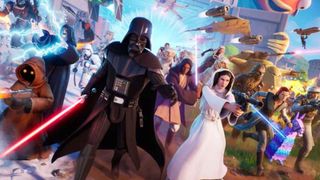 Dath Vader and Princess Leia in a cartoon game