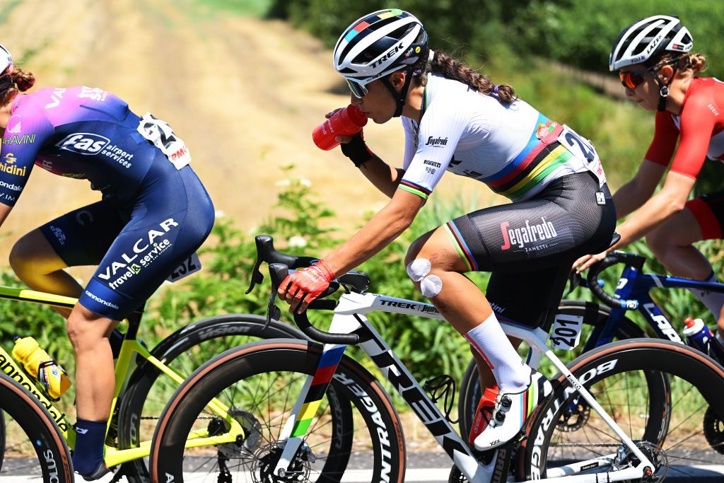 PADOVA ITALY JULY 10 Elisa Balsamo of Italy and Team Trek Segafredo competes during the 33rd Giro dItalia Donne 2022 Stage 10 a 905km stage from Abano Terme to Padova GiroDonne UCIWWT on July 10 2022 in Padova Italy Photo by Dario BelingheriGetty Images