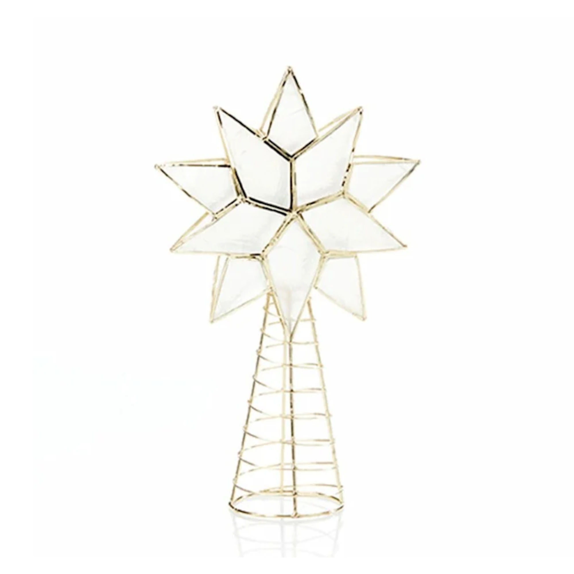 a gold star-shaped tree topper