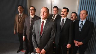 Alexis Valdes, Yul Vazquez, Woody Harrelson, Kim Coates, Justin Theroux, Nelson Ascensio and Toby Huss in White House Plumbers