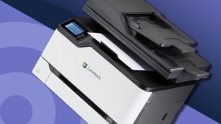 A lexmark printer, one of the best workgroup printers, against a TechRadar background