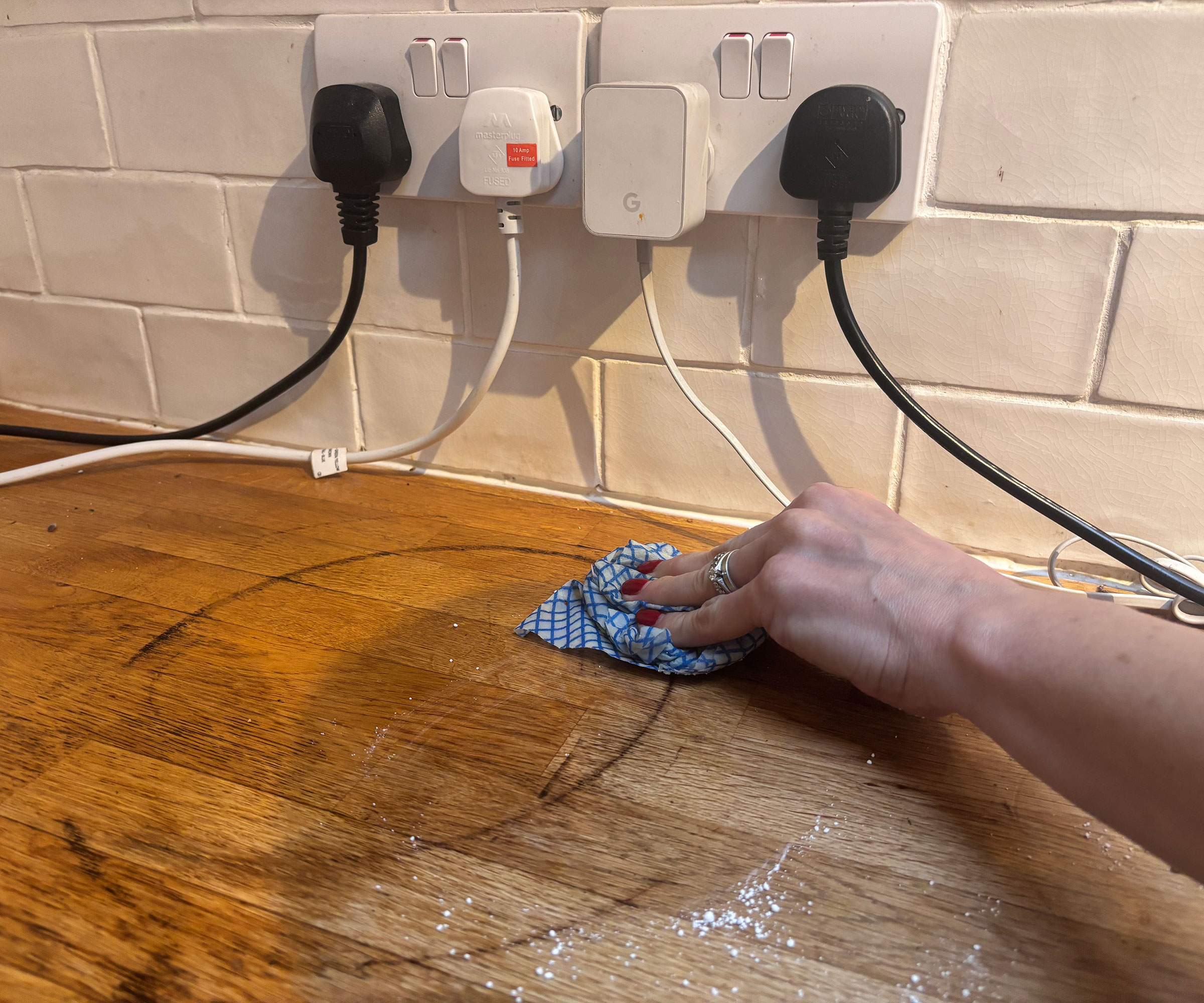removing black marks from wooden worktop
