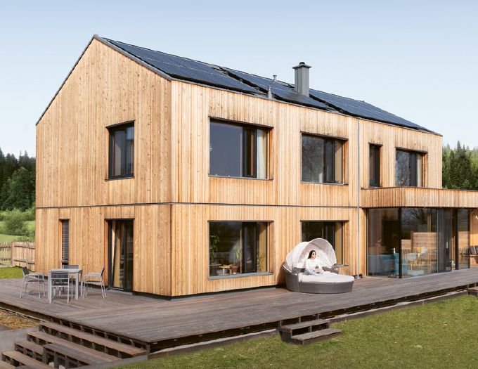 green energy from a house with solar panels