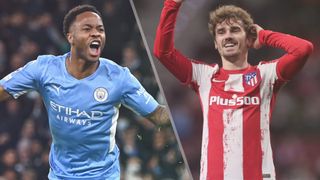 Raheem Sterling of Manchester City and Antoine Griezmann of Atlético Madrid could both feature in the Manchester City vs Atlético Madrid live stream