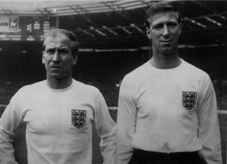 Bobby and Jack Charlton pictured in England colours in 1965.