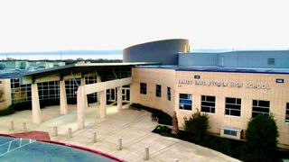 The exterior of James Earl Rudder High School in Texas that turned to LEA professional to amp up its band.
