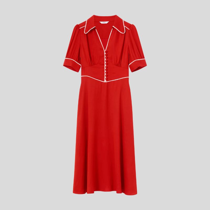 A cutout of a vintage style red silk dress from LK Bennett