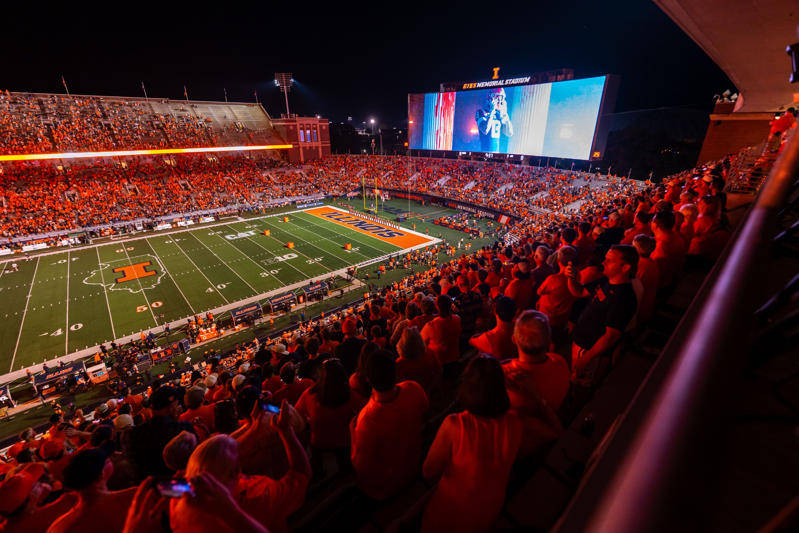 University of Illinois&amp;rsquo; Gies Memorial Stadium ready for college football game day.