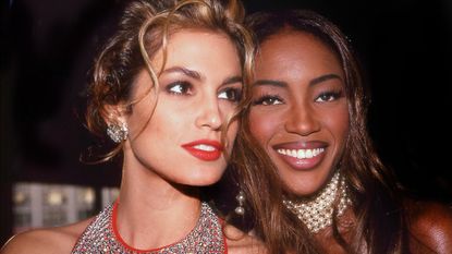 Models Cindy Crawford and Naomi Campbell attend a private party, New York City, New York, 1992. (Photo by Rose Hartman/Getty Images)