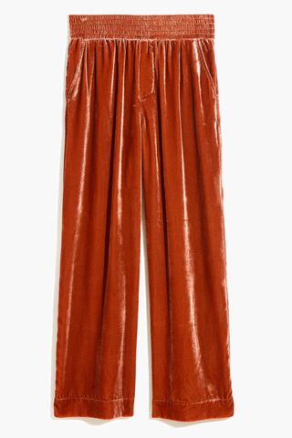 Madewell Silk-Blend Velvet Carley Wide-Leg Pants