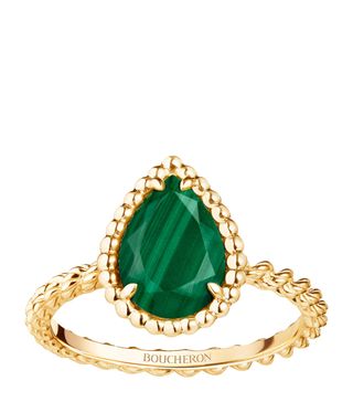 Yellow Gold and Malachite Small Motif Serpent Bohème Ring