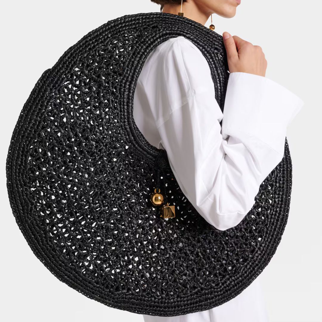 Jacquemus Le Rond Spiaggia raffia tote bag