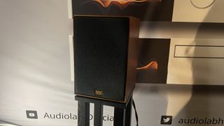 Wharfedale Super Denton Heritage speakers at Bristo Hi-Fi on stand