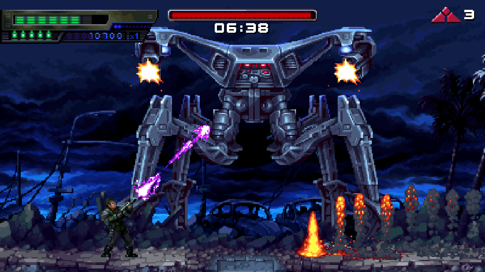 Screens from a pixel art Terminator 2 game