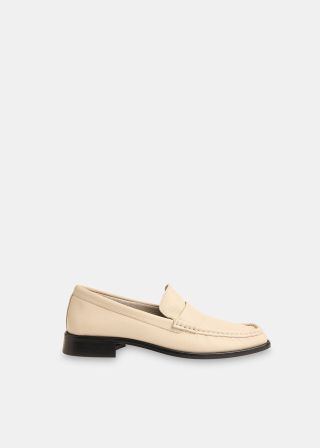 White Mora Square Toe Loafer