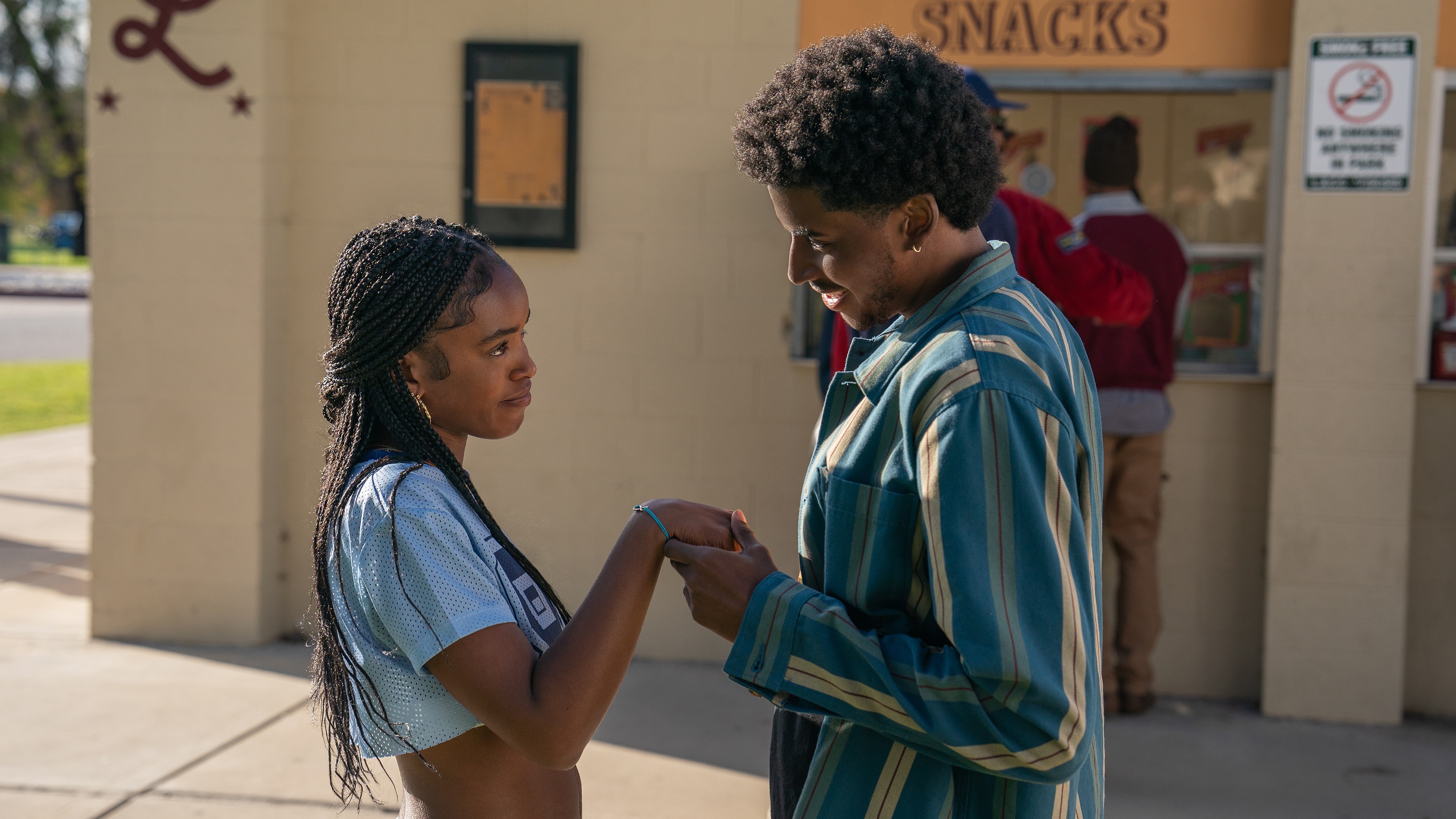 Lovie Simone as Keisha Clark and Michael Cooper Jr. as Justin Edwards in Forever.