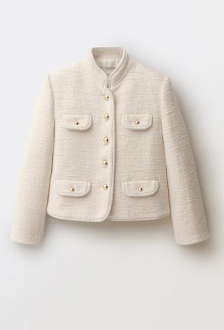 MANGO, Tweed Jacket With Striped Collar - Women