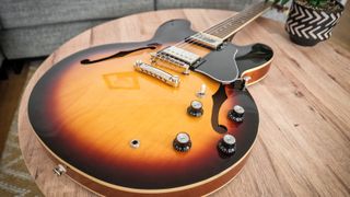 Epiphone ES-335 review: Epiphone ES-335 on a coffee table