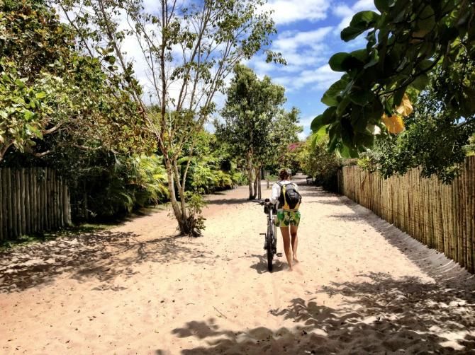 The main road Caraiva. The town is build on beach sand only.