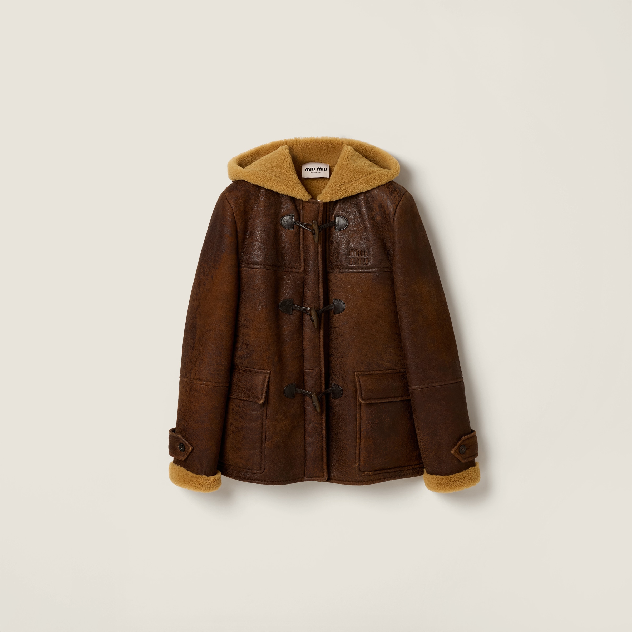 Waxed Shearling Duffle Coat