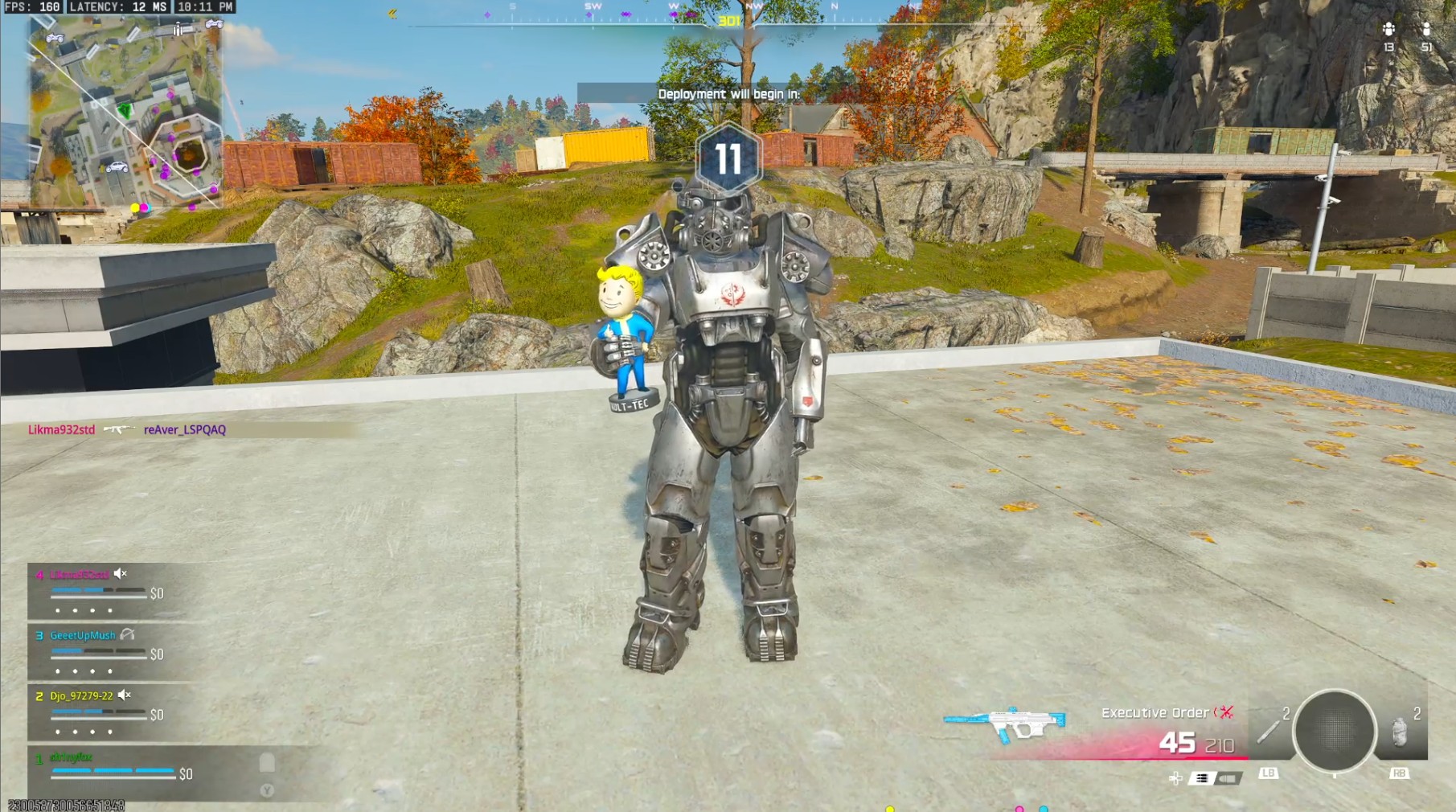 The Fallout Bobblehead emote and Power Armor operator skin in Call of Duty: Warzone