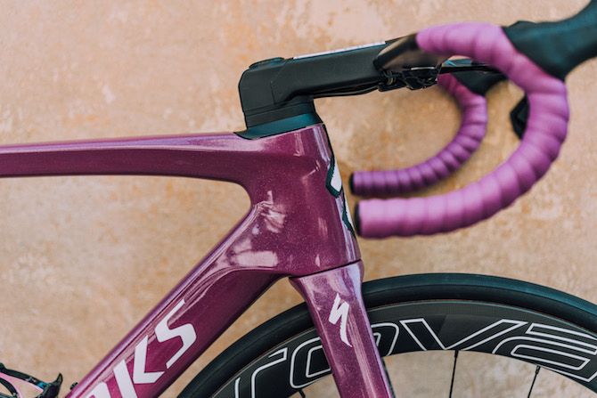 Matching bar tape, of course, for Pascal Ackermann's custom-painted Specialized Venge
