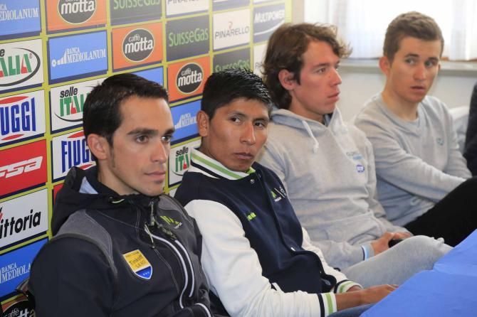 Alberto Contador, Nairo Quintana and Rigoberto Uran in Bolgheri ahead of Tirreno-Adriatico.
