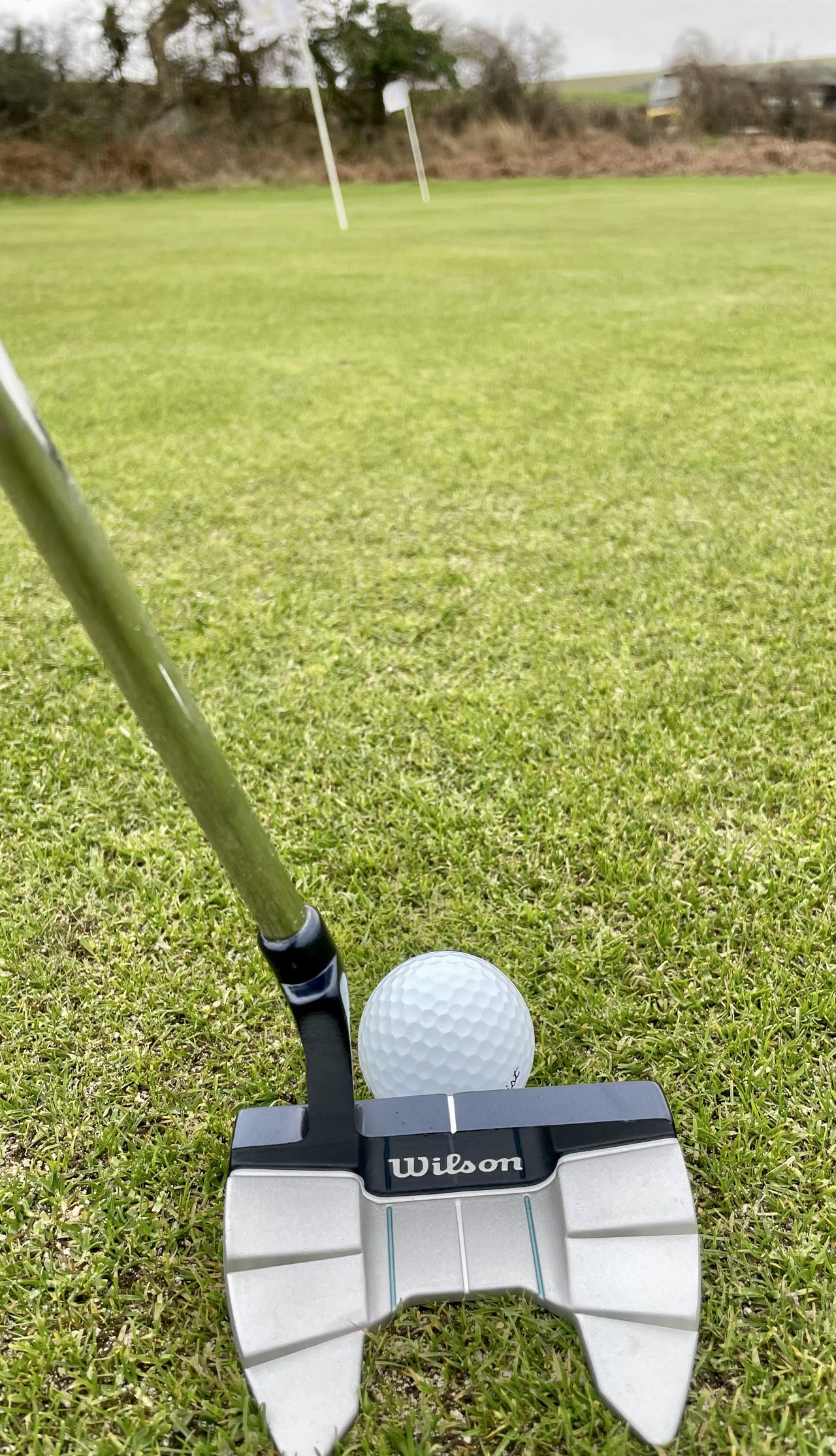 The mallet-style putter in the Wilson Magnolia set is easy to aim