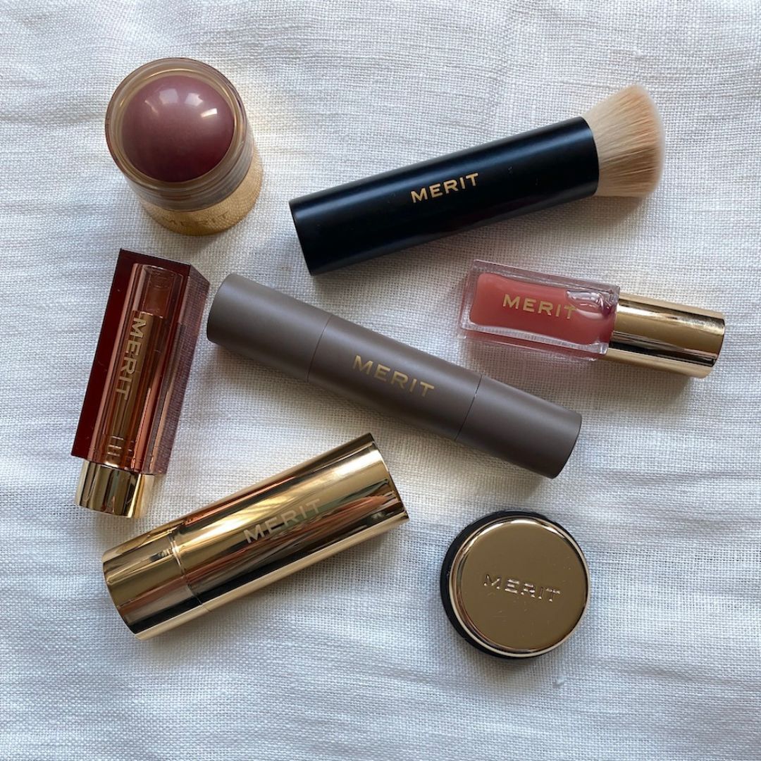 best merit beauty products - a flatlay of a beauty editors favourite merit beauty products