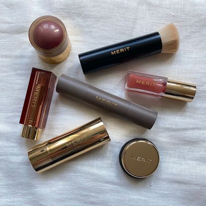 best merit beauty products - a flatlay of a beauty editors favourite merit beauty products