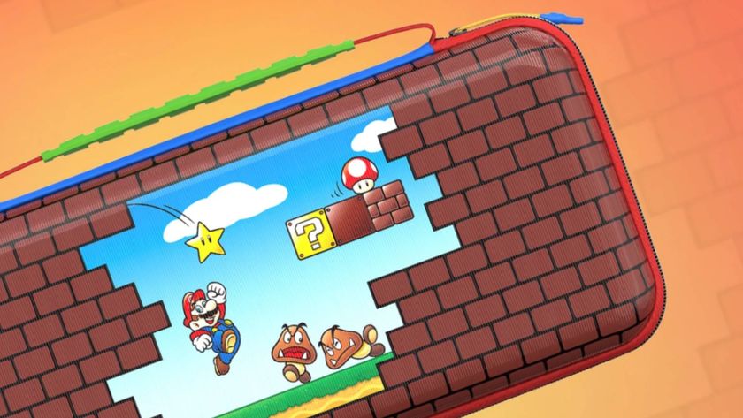 Official promo image featuring a Switch 2 case with a Super Mario design, sitting on an orange background.