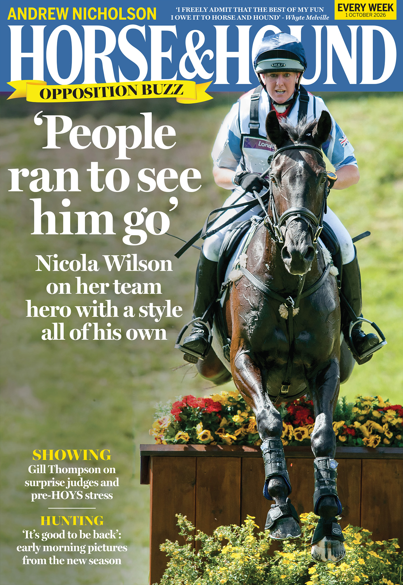 Cover of Horse and Hound Nicola Wilson riding Opposition Buzz