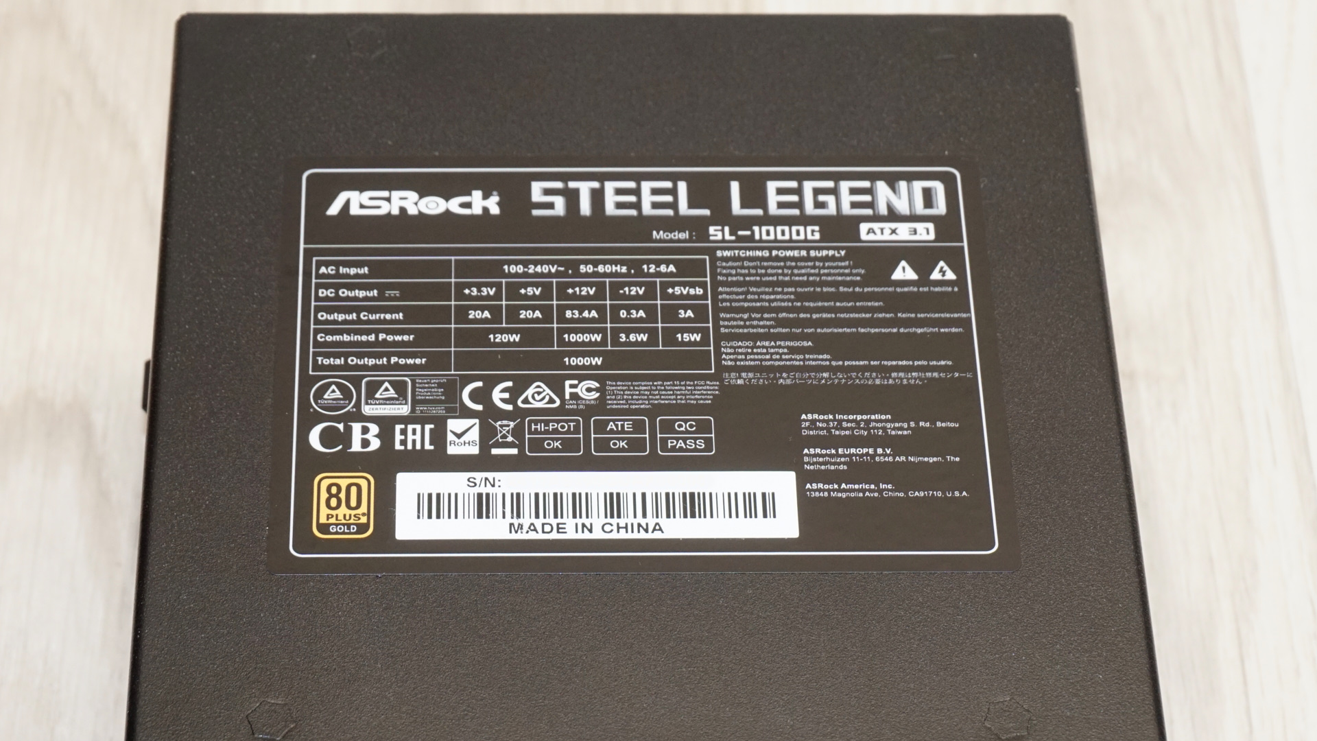 ASRock Steel Legend SL-1000G PSU