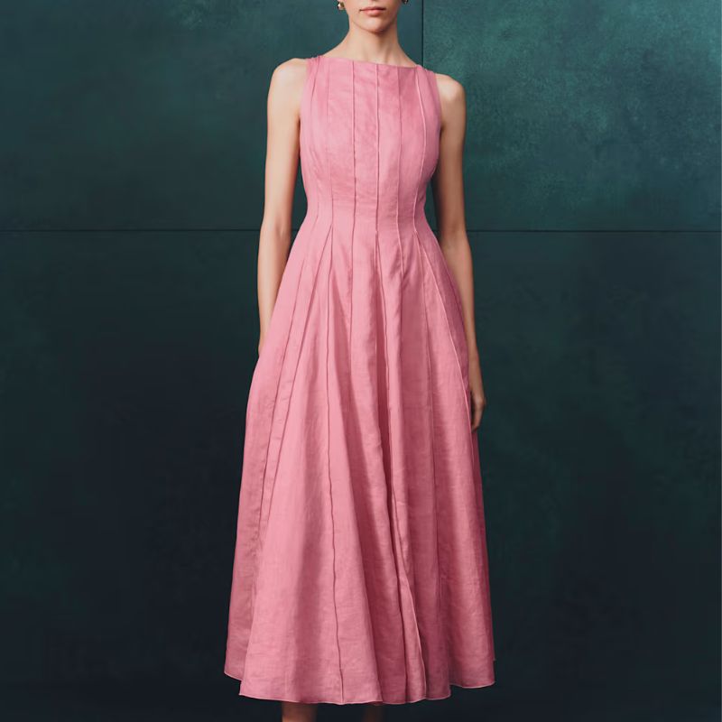 M&amp;amp;S, Pure Ramie Godet Waisted Maxi Dress