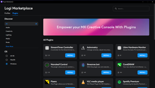 A screenshot of the plugin customization options for the Logitech MX Creative Console in the Logi Options Plus app