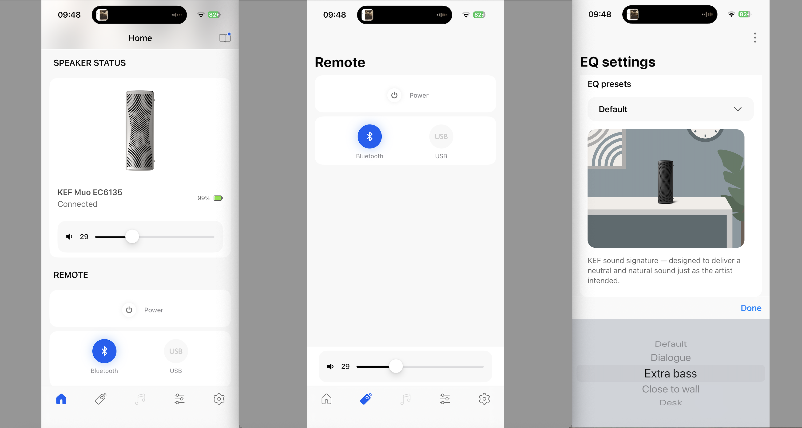 KEF Muo 2025 in black, on a white table