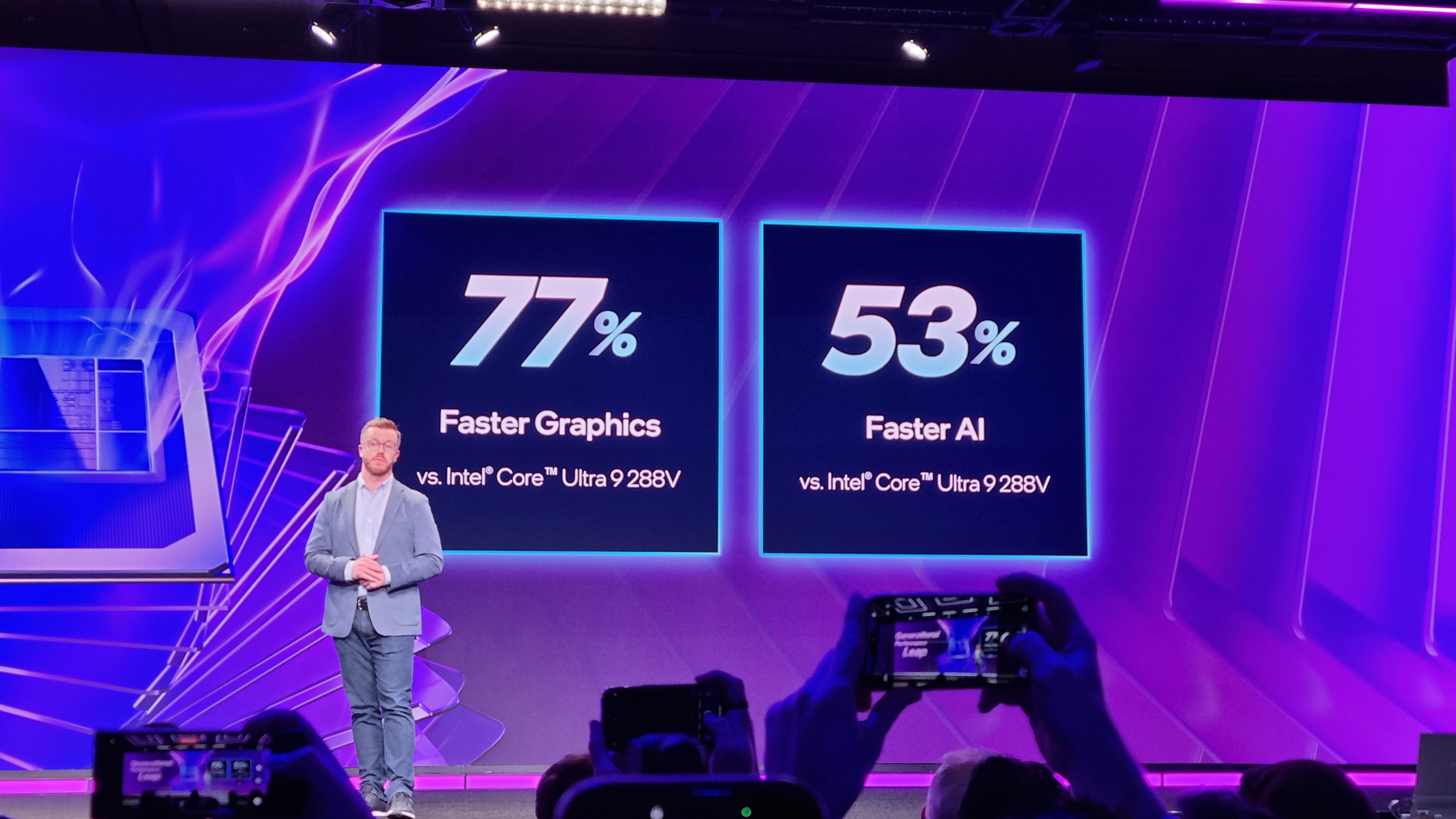 A presentation slide at Intel's Panther Lake reveal at CES 2026